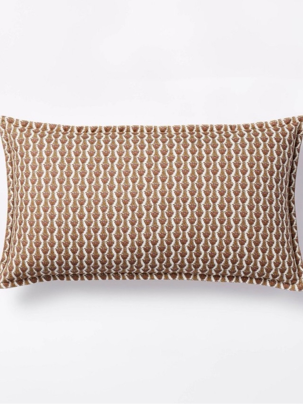 Oblong Wood Block Floral Decorative Throw Pillow Camel/Mauve Threshold Studio